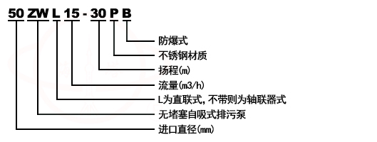 ZWP不銹鋼無堵塞自吸式化工泵型號意義